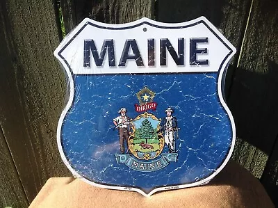 Maine State Flag US Highway Sign Novelty Metal 12  X 12  Road • $16.95