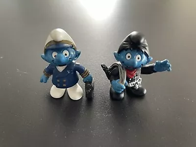 🔵SMURFS🔵 2000 Airplane Pilot Smurf + 1999 Chimney Sweeper Smurf Vintage *LOT* • $44