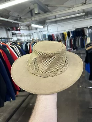 Vintage The Ausie Air Flow Minnetonka Hat Tan Genuine Leather  XL Outback Style • $30