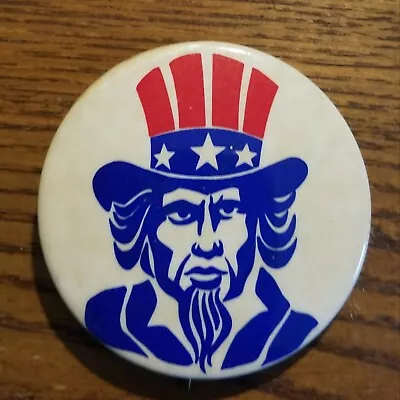 Vintage UNCLE SAM Pin Pinback PATRIOTIC Large Size U.S.A. C1970s • $9.99