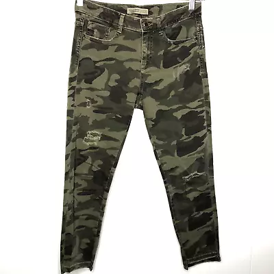 Zara Basic Z1975 Camouflage Jeans Women's Size 4 Mid-Rise Green Distressed • $16.99