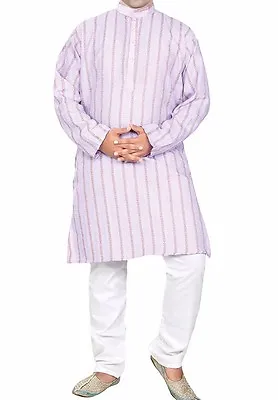 NEW INDIAN PAKISTANI STYLE MEN'S KURTA PYJAMA SUITPIN TUCK PATTERNSize S/ M/ L • £14.99