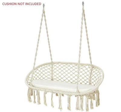 £42.49 • Buy Patio Garden 2-Seater Hammock Swing Chair Cotton Rope Macrame Hanging Chair Seat