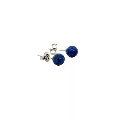 Natural Blue Lapis Lazuli 6mm Stud 925 Silver Post Stud Earrings NEW • $10.99