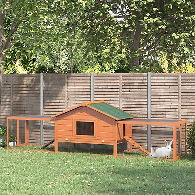 Wooden Rabbit Hutch Large Chicken Coop Pet Habitat House Animal Cage W/ Ramp Run • £139.99