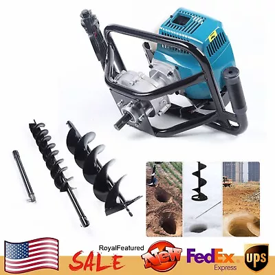 Gas Powered Post Hole Digger Earth Auger Borer Fence Ground 52CC W/2 Drill Bits • $142.51