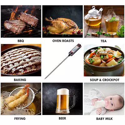 £3.98 • Buy Digital Food Thermometer Probe Cooking Meat Kitchen Temperature BBQ Turkey Milk