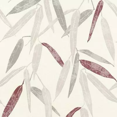 Rasch Floral Leaf Red Cream Wallpaper Embossed Textured Paste The Wall Vinyl  • £9.99