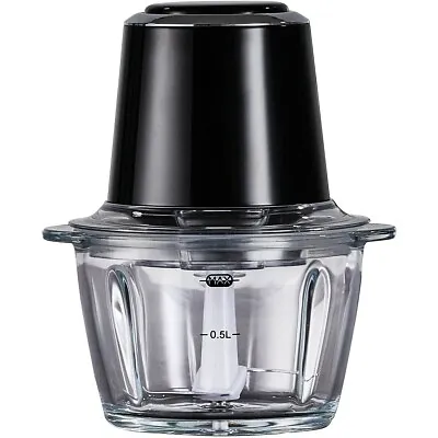 Electric Home Mini Glass Food Chopper Black 860ml Jug Stainless Steel Blade 400w • $62.41