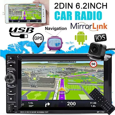 Car Stereo Bluetooth Radio 2 Din CD DVD Player MirrorLink For GPS Navigation+Cam • $90.60