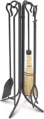 Home And Hearth  Forged Iron Fireplace Tool Set Black 33  Tall • $307.98