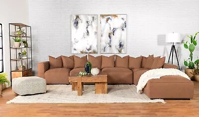 6 Pc Terracotta Rust Modular Sofa Sectional With Ottoman Living Room Furniture • $1999