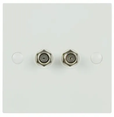  Twin Satellite F Type Socket Modules In Faceplate TV Outlet Wall Plate • £8.52