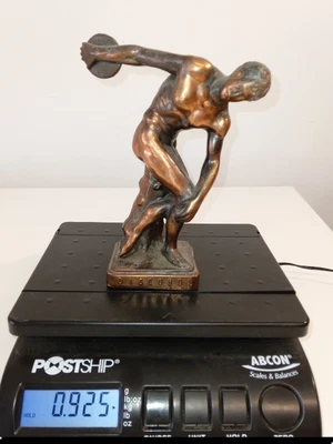 £32.99 • Buy Vintage GREEK Naked DISCOBOL BRONZE METAME STATUE MADE IN GREECE Nude Sculpture