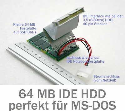 Stossfste 64MB Ide Mini Hard Disc SSD Pata For Ms-dos With Adapter 44-PIN 40-PIN • £35.38