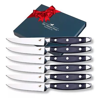 Non-serrated Steak Knives Set Of 6 - Straight Edge Steak Knives With Wooden H... • $41.13