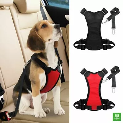 Dog Harness And Seat Belt Clip Mesh Vest With D-ring For Dog Pet Safety Lead • £12.99