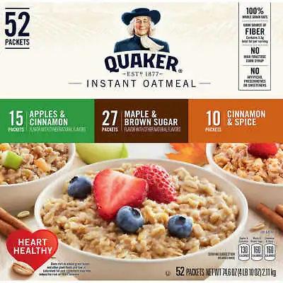 Quaker Oats Instant Oatmeal Variety Pack 52-count • $26.89