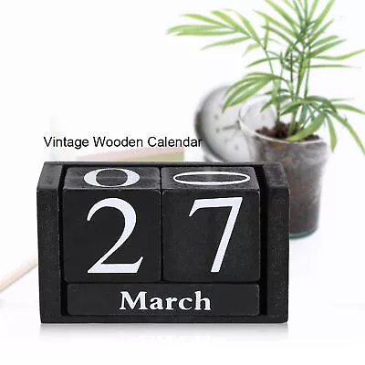 Vintage Wooden Calendar Desktop Wood Block Month Date Display Home Office AOS • $11.68