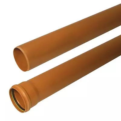 110mm Underground Drainage Pipe 3m Kayflow Plain & Single Socket End Terracotta • £16.71