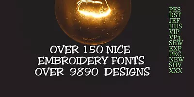 £9.99 • Buy Machine Embroidery Designs - 150 Fonts Embroidery Designs - Pes Dst Jef Formats