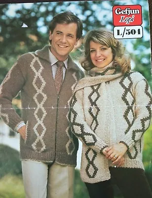 **Vintage LOPI Knitting Pattern**Ladies & Mens Jacket & Scarf**His 'n' Hers** • £1.49