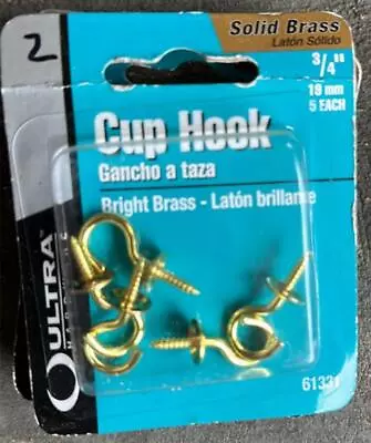 Ultra Hardware 61331 Cup Hook Solid Brass 5 Pack • $11.89