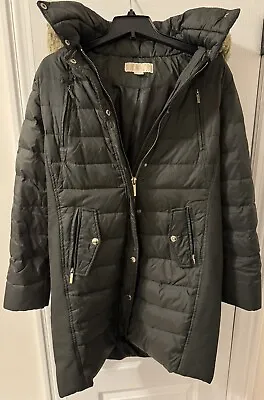 Michael Kors Women’s Faux-Fur Hooded Down Puffer Jacket Parka Large Olive • $15