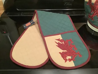 Stunning Welsh Flag / Red Dragon Passant Double Ended Oven Gloves By Woven Magic • £24.95