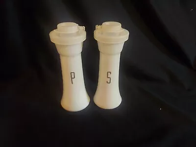 Vintage Tupperware Hourglass Salt And Pepper Shakers Small 4 Inch White 831 NOS • $18