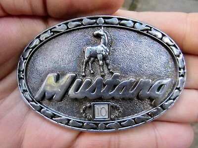 Vtg FORD MUSTANG Belt Buckle 1981 Tanner INDY PACE CAR Badge SP Cobra RARE VG+ • $34.99