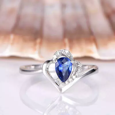 2Ct Pear Cut Blue Tanzanite Pretty Wedding Engagement Ring 14k White Gold Finish • $120