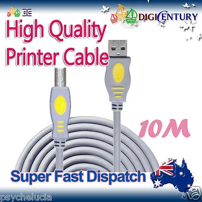 $22.99 • Buy *JH* 10M USB 2.0 A Male To B Male High Quality Printer Extension Cable Cord Gray