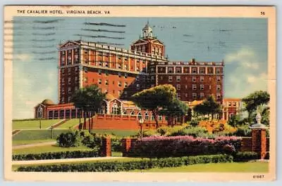 1943 Cavalier Hotel Exteror View Virginia Beach Va Tichnor Linen Postcard • $7.95