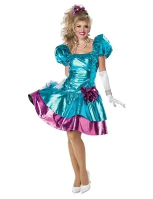 80s Party Dress Womens Costume Prom Josie Geller Never Been Kissed Shiny Ruffles • $45.52