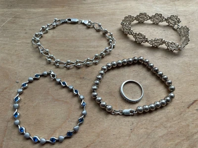 £30 • Buy Job Lot: Sterling Silver Vintage Bracelets And A Ring Italy Link Filigree Beads