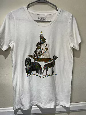 J. Crew Mercantile Holiday Pet Collector Tee  WHITE Graphics Tshirt Womens S NEW • $28