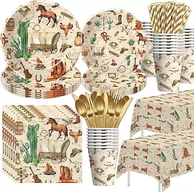 Western Cowboy Party Decorations Tableware For Birthday & Baby Shower • £37.06