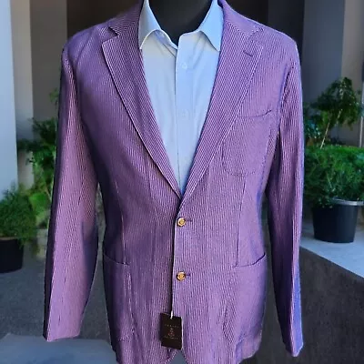 NEW Robert Talbott Unstructured SUMMER Purple Blazer 42R Purple Candystripe... • $189