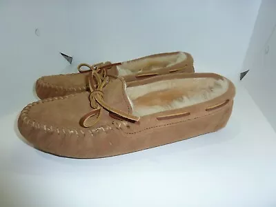 Minnetonka Womens 3311 Golden Tan Sheepskin Slipper 9 Soft Sole Moccasin • $25.99