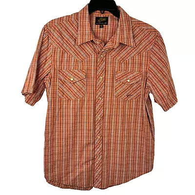 Van's Off The Wall Orange Plaid Pearl Snap Button Up Short Sleeve Men's Med EUC • $20.97