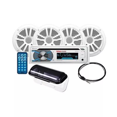 Boss Audio Marine Stereo Package W/ 4 Speakers & Antenna | MCK508WB.64S • $96.79