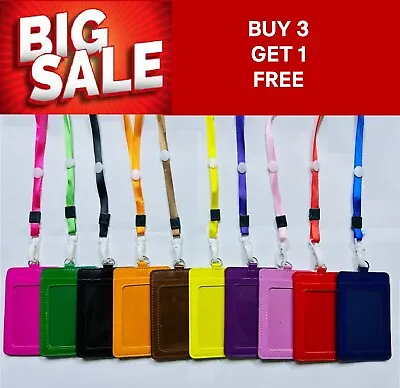 Plain Lanyard Neck Strap Metal Clip Lanyard With ID Badge Card Holder - FREE P&P • £3.79