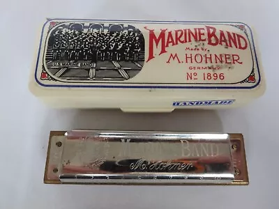 Vintage M. Hohner Marine Band Harmonica No 1896  Key Of Eb Original Plastic Box • $14.50