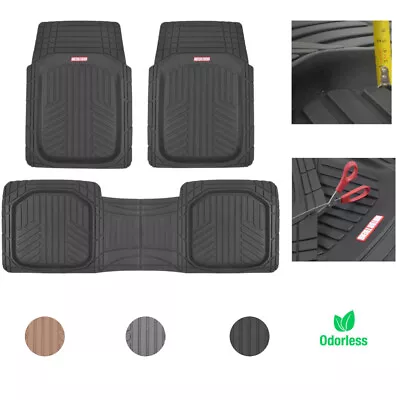 Car Rubber Floor Mats For All Weather Protection Semi Custom Fit 3 Pieces Set • $45.99