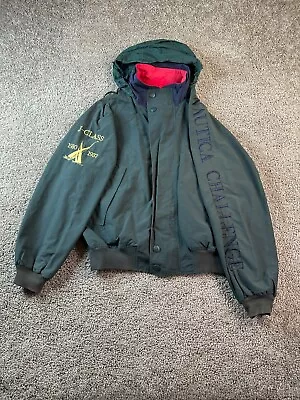 VINTAGE Nautica Challenge Sailing Jacket Mens Large Green J Class Yacht Coat • $49.49