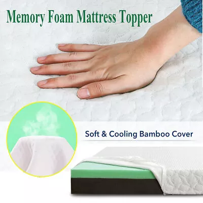Memory Foam Mattress Topper 2'' 3'' 4'' Breathable Bamboo Cover Mattress Pad • $57.94
