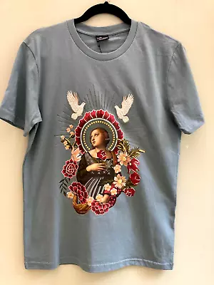 Top T Shirt 10/12 By National Gallery 'raphael Madonna' Print Air Force Blue Bnt • £9.99