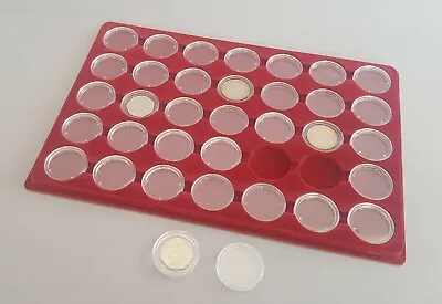 Coin Tray For 50p Two Pound £2 Storage 35 Coins Plastic Cover 38mm Capsules  • £6.45