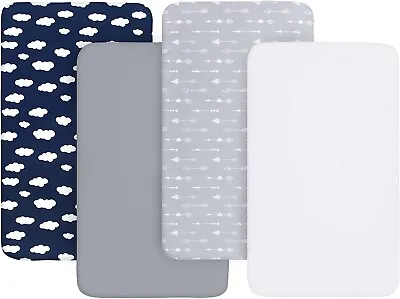 Mini Crib Sheets For Baby Breathable Soft Covers Fitted Sheet 4 Pack 38'' X 24'' • $23.99